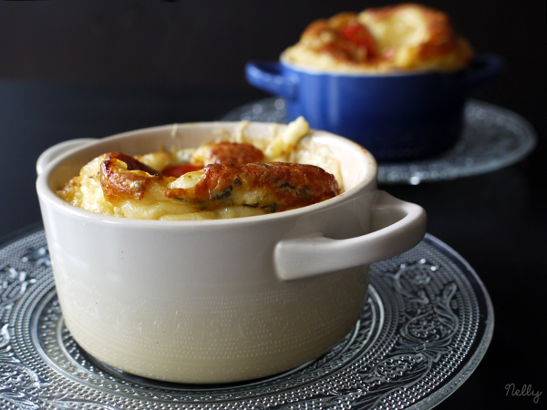 Clafoutis au comté et tomates cerises