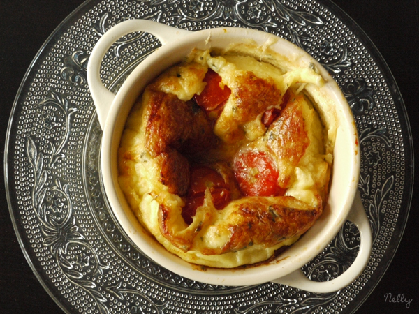 Clafoutis au comté et tomates cerises