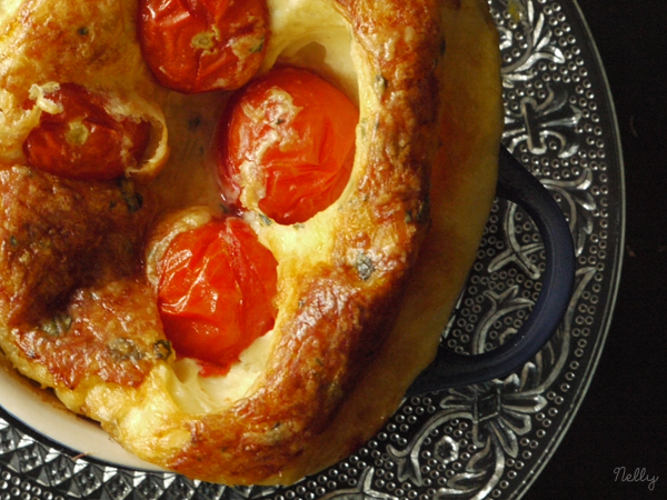 Clafoutis au comté et tomates cerises