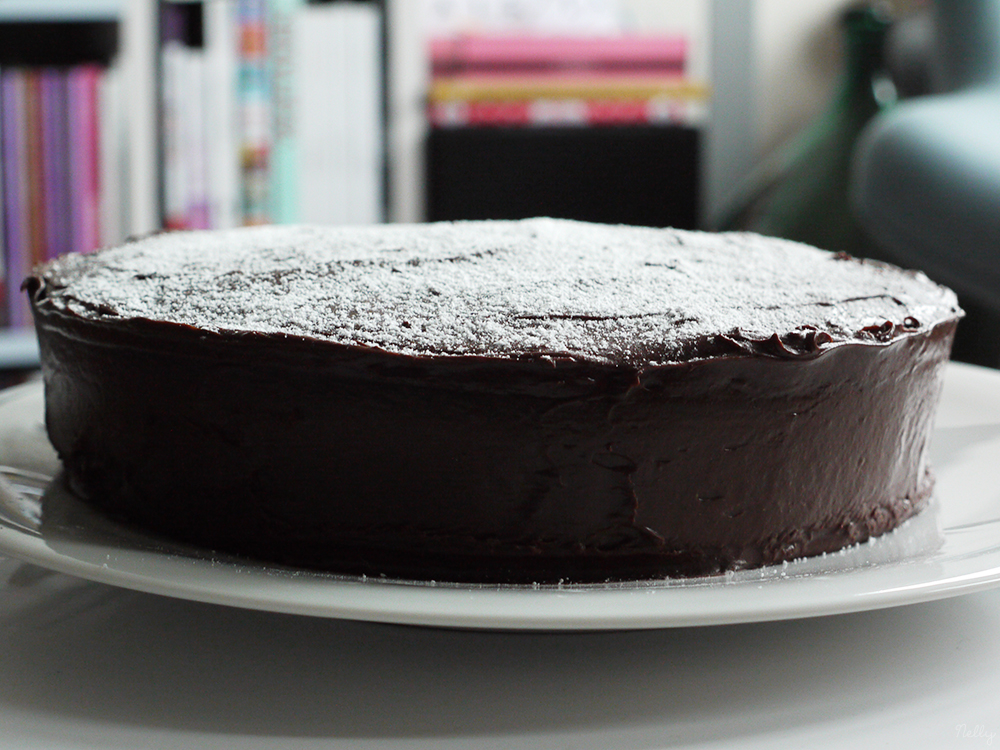 Gâteau chocolat & banane, glaçage au chocolat