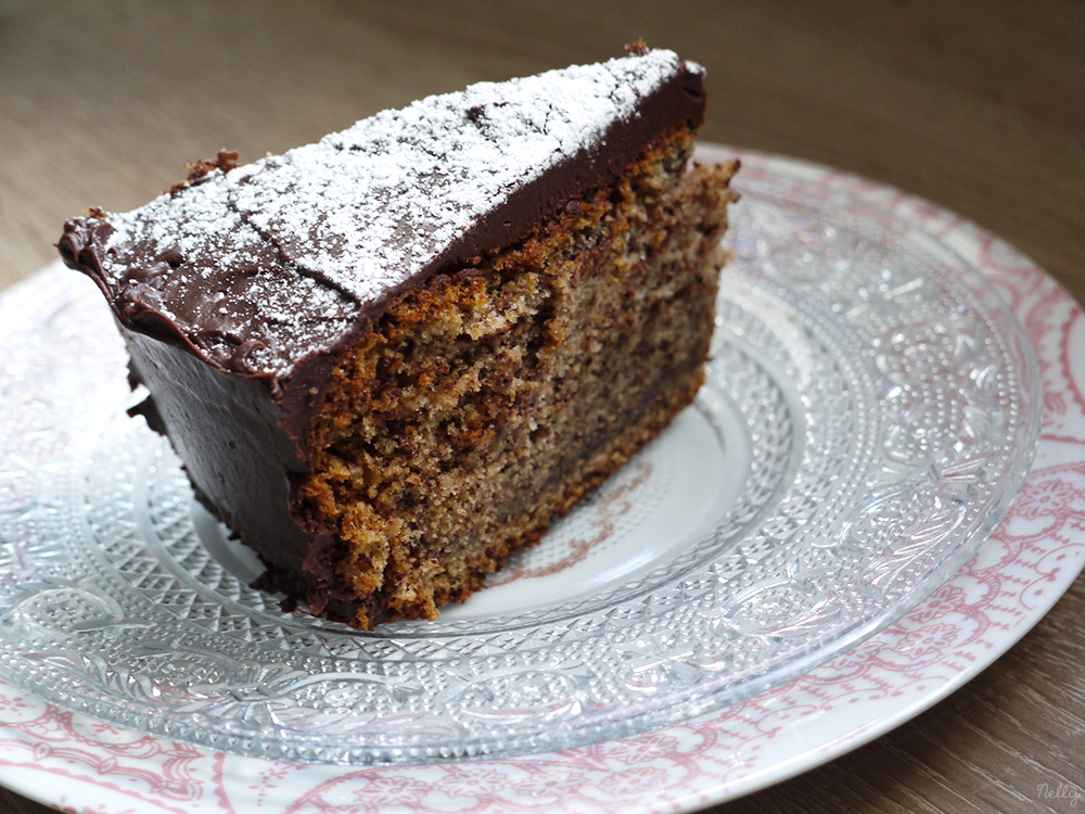 Gâteau chocolat & banane, glaçage au chocolat