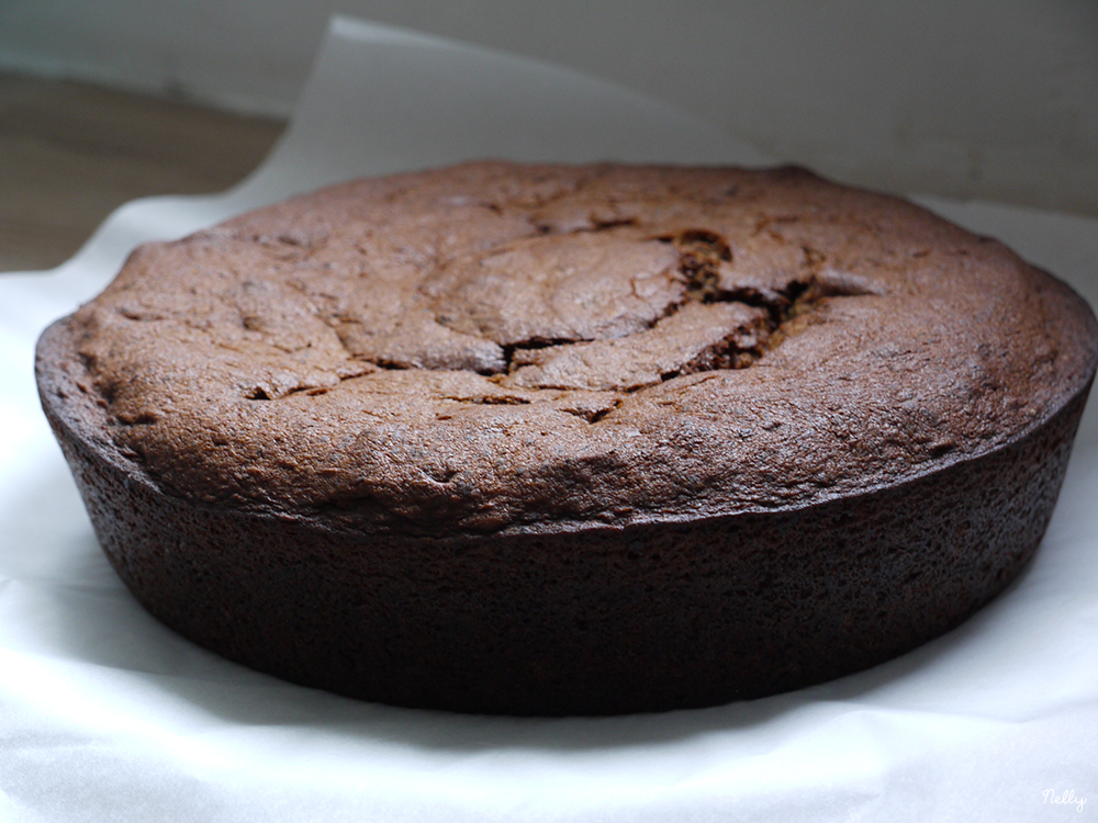 Gâteau chocolat & banane, glaçage au chocolat