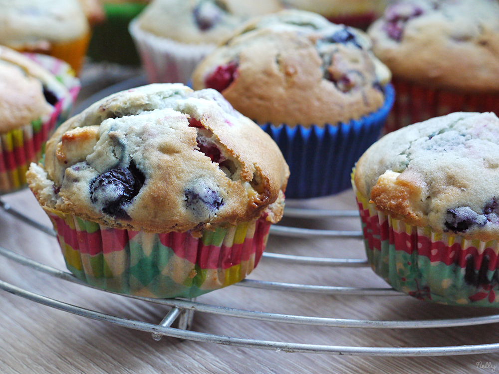 Muffins fruits rouges et chocolat blanc