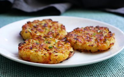 Galettes de pomme de terre, cheddar & ciboulette