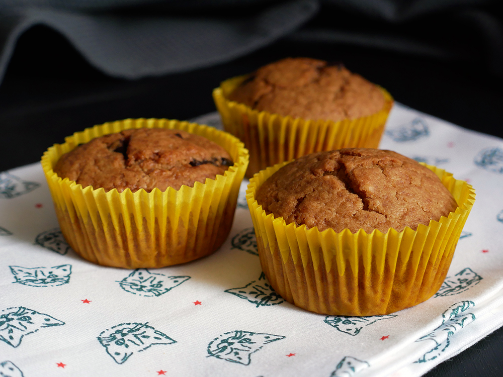 Muffins vegan aux pépites de chocolat, sans oeuf ni lactose