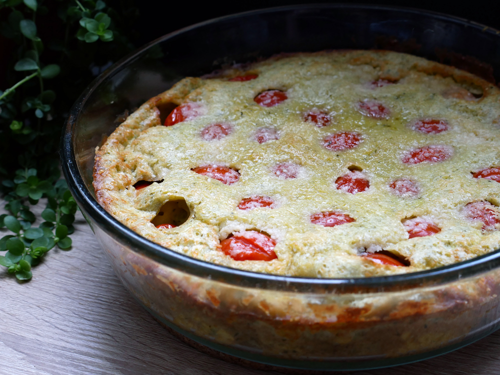 Clafoutis aux tomates cerises & pesto