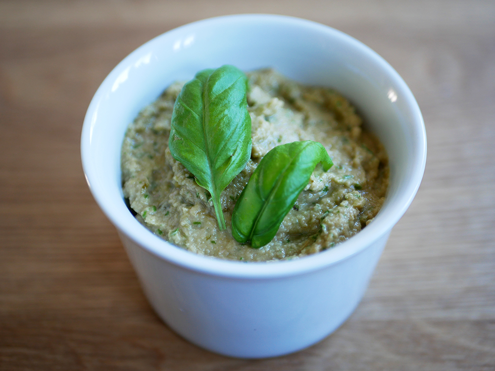 Tapenade d'olives vertes au basilic, sans anchois